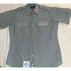 Vintage Flying Cross Uniform Shirt Green Medium USA SIZE 16.5 M-L Deadstock 70S